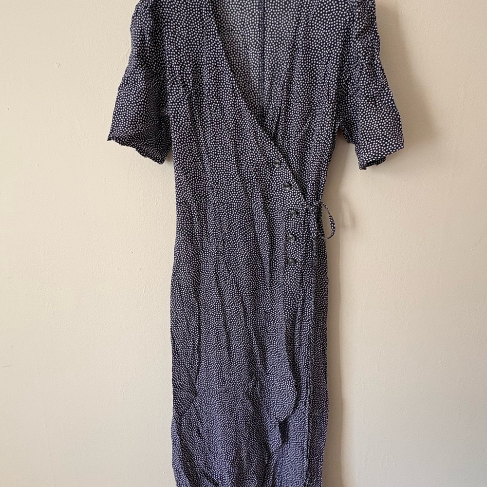 GAP  Blue and White Polka Dot Wrap Dress